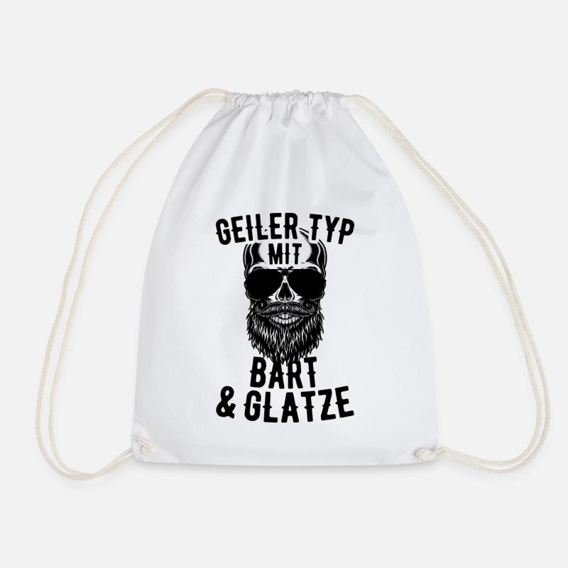 Geiler Typ Mit Bart & Glatze Glatzkopf Bartträger - Turnbeutel - Weiß