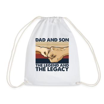 Dad and Son The Legend And The Legacy Vintage - Drawstring Bag - white - Front