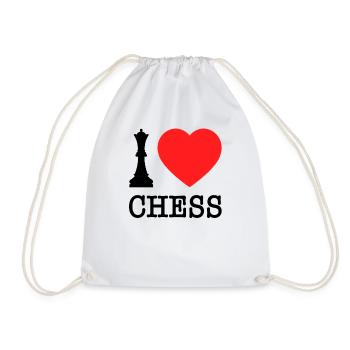 Schach I Love Chess Schwarze Dame Ich Liebe Schach - Turnbeutel - Weiß - Vorne