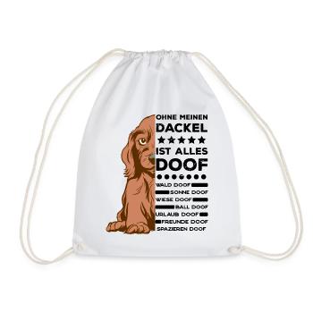 Hundeliebhaber Dackel Dachshund Motiv Geschenk - Turnbeutel - Weiß - Vorne
