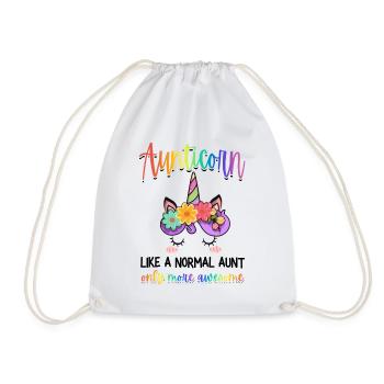 Aunticorn Aunt Unicorn Rainbow Unicorn Spell - Drawstring Bag - white - Front