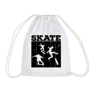 Skate, skaten, Skater, Skateboard - Turnbeutel - Weiß - Vorne