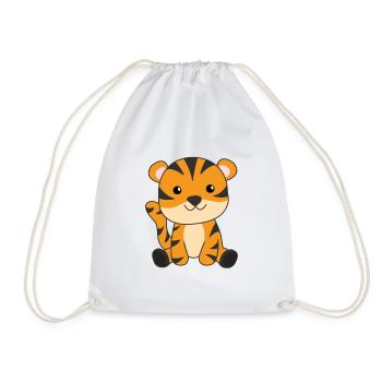 Chat prédateur tigre doux animaux pour enfants - Sac de sport léger - blanc - Devant