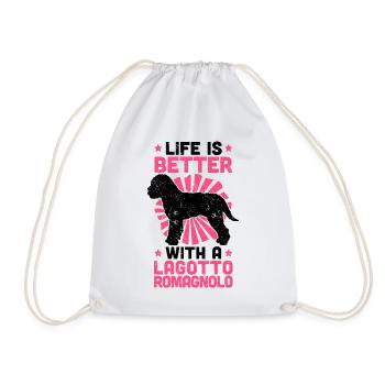 Life is better with Lagotto Romagnolo gift - Drawstring Bag - white - Front