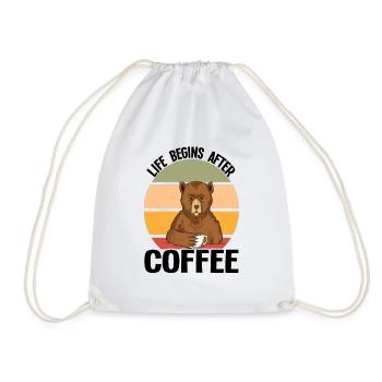 Kaffee Kaffeetrinker Nachtaktiv Büro Geschenk - Turnbeutel - Weiß - Vorne