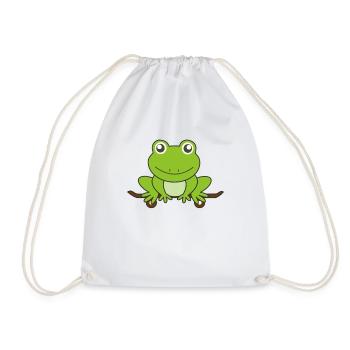 Frog on skatebo bike funny animal skater - Drawstring Bag - white - Front