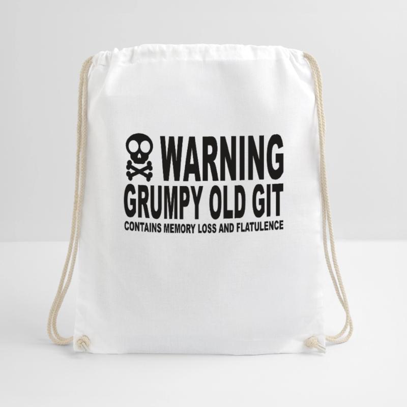 Warning Grumpy Old Git Drawstring Bag