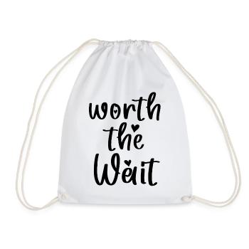 Worth The Wait Baby BodysuitOnesie - Drawstring Bag - white - Front