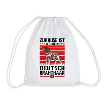 Zuhause ist wo mein Deutsch Drahthaar ist Spruch - Turnbeutel - Weiß - Vorne