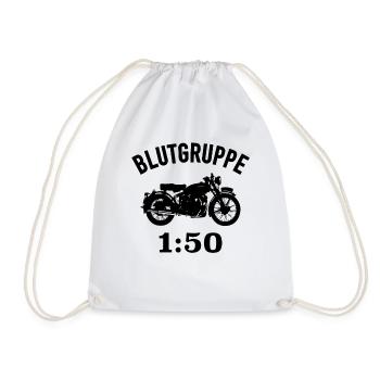 Blutgruppe 1:50 Zweitakter Gemisch Moped Motorrad - Turnbeutel - Weiß - Vorne