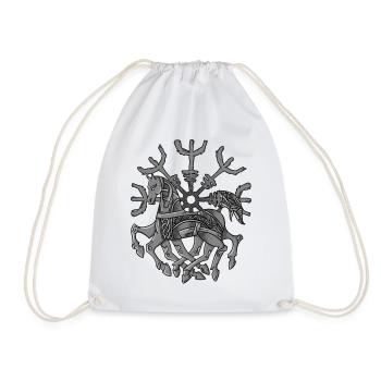Schutz Rune Helm der Ehefurcht mit Odins Pferd - Turnbeutel - Weiß - Vorne
