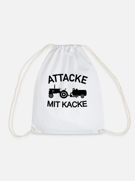Attacke mit Kacke Traktor Bauer Güllewagen - Turnbeutel - Weiß