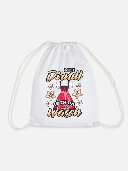 Mei Dirndl is in da Wäsch Sprüche Trachten Shirt - Turnbeutel - Weiß