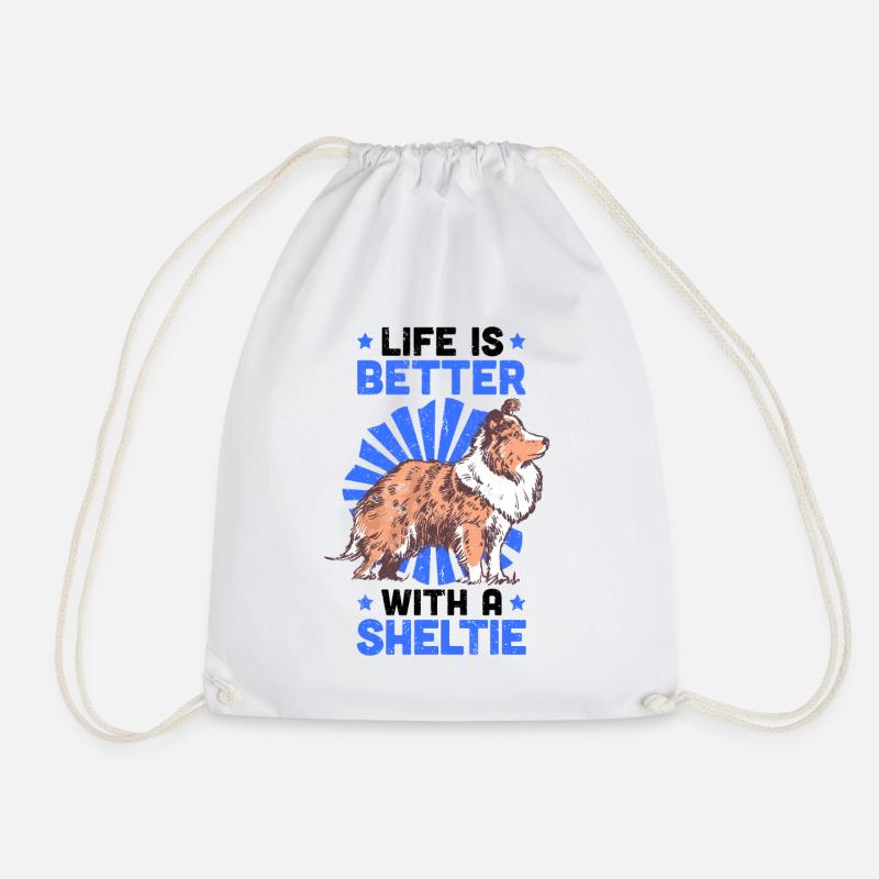 Leben ist besser mit Shetland Sheepdog Sheltie - Turnbeutel - Weiß