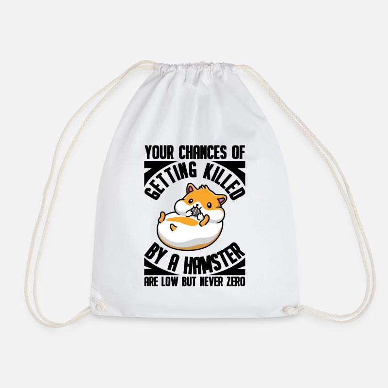 Killed by A Hamster Are Low, But Never - Drawstring Bag - white