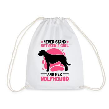 Fille avec chien-loup irlandais Lévrier Renard - Sac de sport léger - blanc - Devant