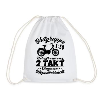 Blutgruppe 1:50 Moped Motorrad Zweitakt Mofa - Turnbeutel - Weiß - Vorne