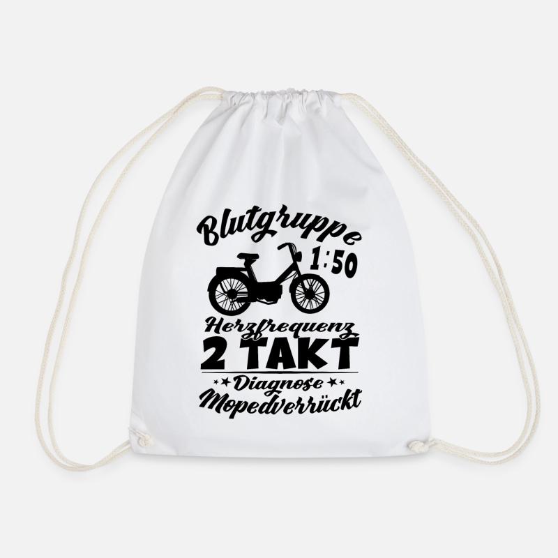 Blutgruppe 1:50 Moped Motorrad Zweitakt Mofa - Turnbeutel - Weiß