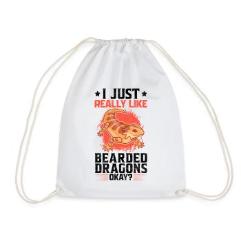 I just like bearded agamas lizard owner saying - Drawstring Bag - white - Front