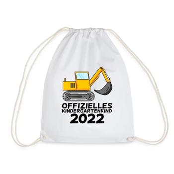 Kindergarten Kind Bagger Schule Einschulung 2022 - Turnbeutel - Weiß - Vorne