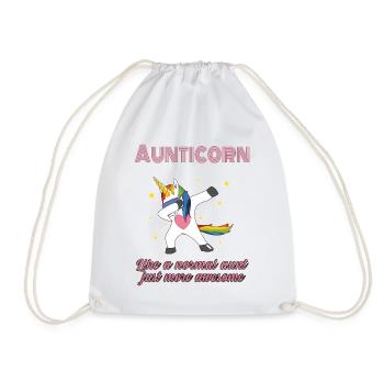 Aunticorn Unicorn Girl Unicorn Dabbing Unicorn - Drawstring Bag - white - Front