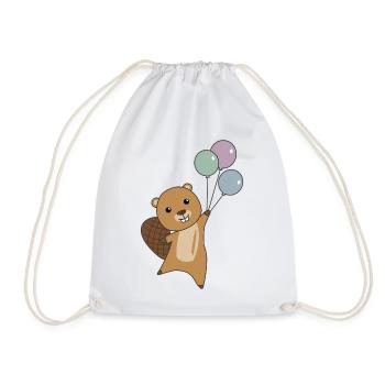 Castor ballons animaux drôles pour les enfants - Sac de sport léger - blanc - Devant