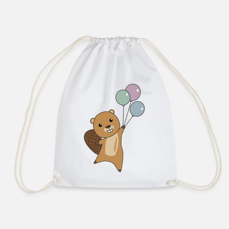Beaver balloons funny animals for kids - Drawstring Bag - white
