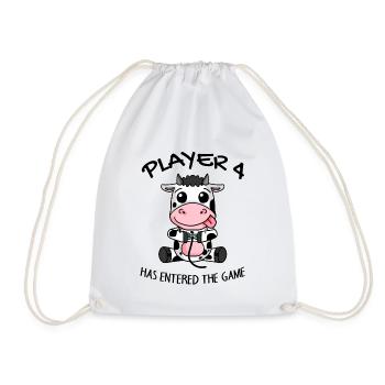 Player 4 Cow Offspring Pregnancy Gaming - Drawstring Bag - white - Front