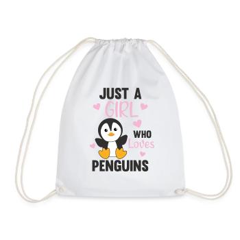Just a girl who loves penguins sweet penguin heart - Drawstring Bag - white - Front