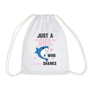 just a girl who loves sharksars ein lustiger Hai - Turnbeutel - Weiß - Vorne