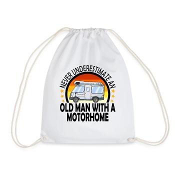 Motorhome Camping Caravan Camper Gift - Drawstring Bag - white - Front