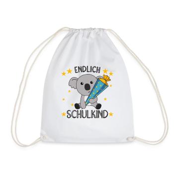 Endlich Schulkind Koala Schultüte Einschulung - Turnbeutel - Weiß - Vorne