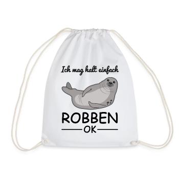 Robbe Seehund Seelöwe Tierliebhaber Cooler Spruch - Turnbeutel - Weiß - Vorne