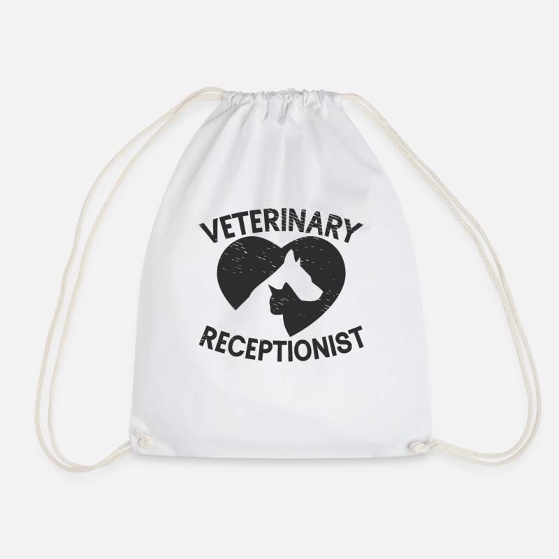 Animal Vet Tech Assistant Veterinary Receptionist - Drawstring Bag - white