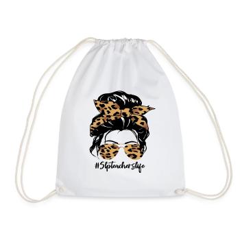 Leopard Bow Hair & Sunglasses - Drawstring Bag - white - Front