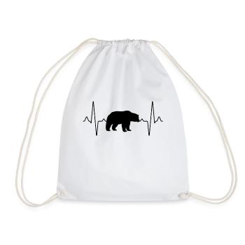 Bear Heartbeat - Drawstring Bag - white - Front