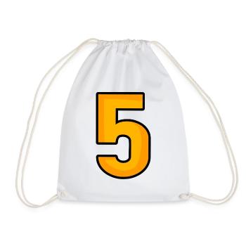 Number 5 - Drawstring Bag - white - Front