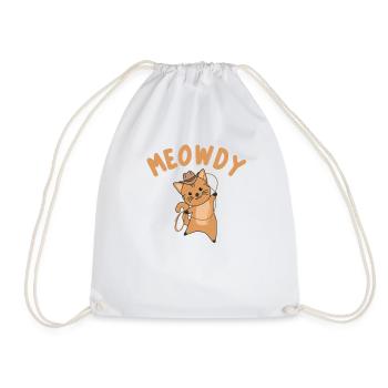 Meowdy Howdy Katze Cowboy mit Lasso süße Katzen - Turnbeutel - Weiß - Vorne