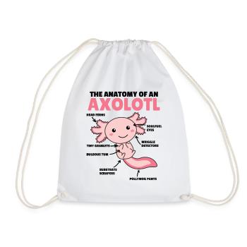 Axolotl Explanation Anatomy of an Axolotl - Drawstring Bag - white - Front
