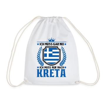 Ich muss gar nix Ich muss nur nach Kreta Urlaub - Turnbeutel - Weiß - Vorne