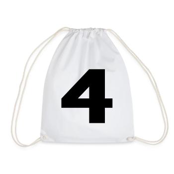 Number 4 in black - Drawstring Bag - white - Front