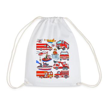 Cars firefighters firefighter vehicles - Drawstring Bag - white - Front