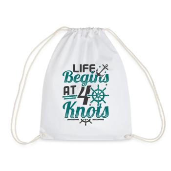 Life Begins At 40 Knots 40th Birthday Sailing - Drawstring Bag - white - Front