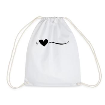 Line Heart Black - Drawstring Bag - white - Front