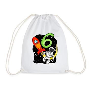 6e anniversaire - 6 ans astronaute cadeau garçons - Sac de sport léger - blanc - Devant