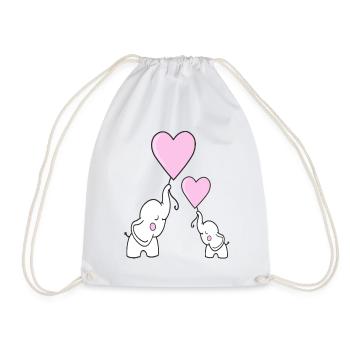 Baby Elephant Little Sister Newborn Sister - Drawstring Bag - white - Front