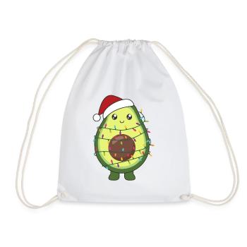 Avocado Christmas Lights Funny Avocados - Drawstring Bag - white - Front