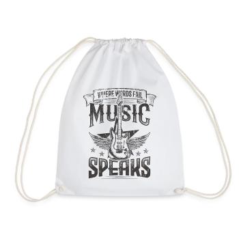 Music Speaks Hard Rock Music Rocker Band Gitarre - Turnbeutel - Weiß - Vorne
