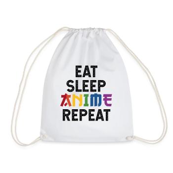 Eat Sleep Anime Repeat - Kawaii Manga Gift - Drawstring Bag - white - Front