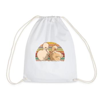 Silk Chicken Retro Silk Chicken Vintage Silkie Chicken - Drawstring Bag - white - Front